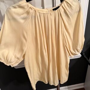 Ann Taylor Yellow Puff Sleeve Blouse with Pleated Design